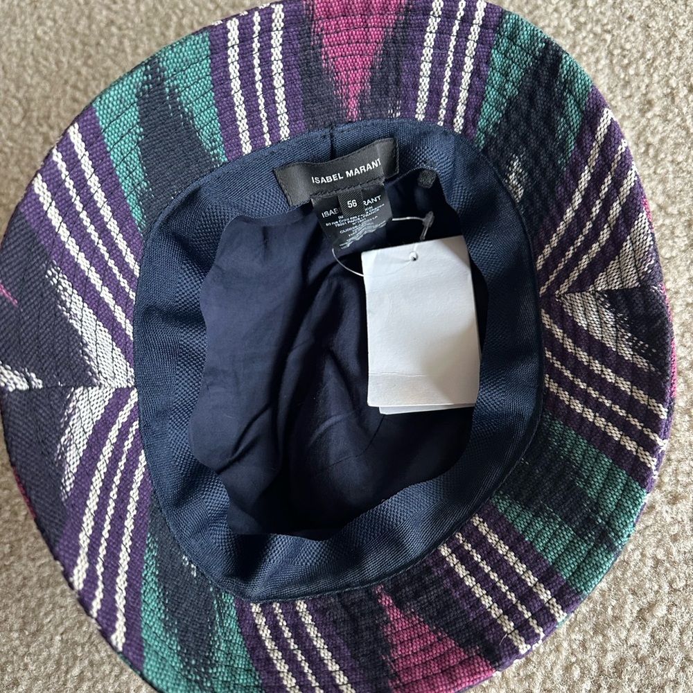 Isabel Marant Purple, Teal & White Striped Bucket Hat - Picture 4 of 8